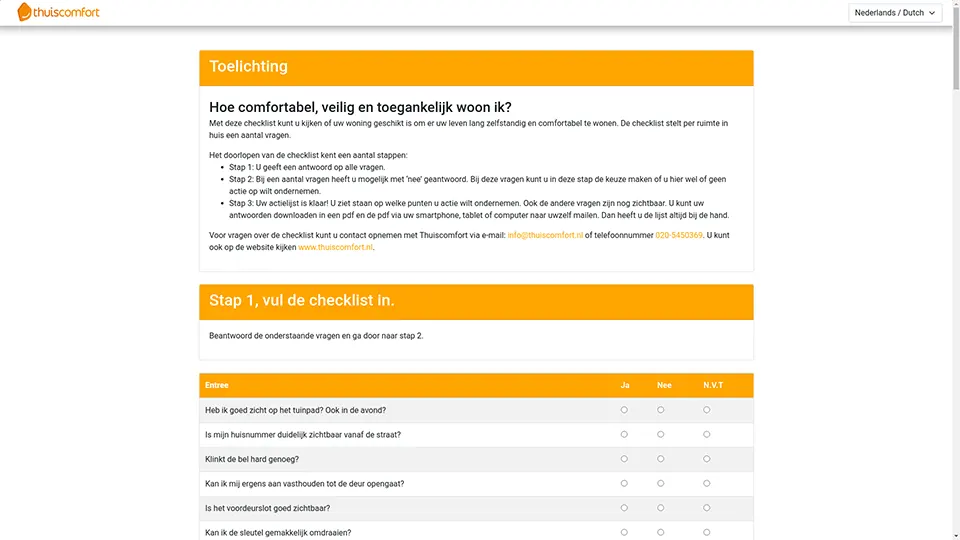 Deltion College - Thuiscomfort Checklist